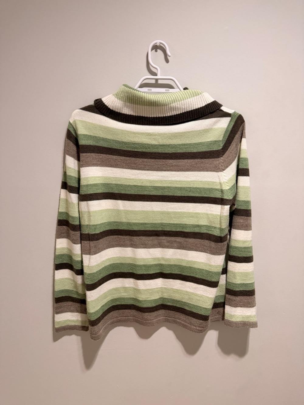 Women’s Green & Brown Striped Knit Sweater
